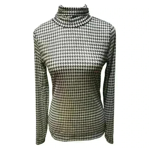 White House Black Market Sheer Houndstooth Turtleneck Top Size XS - Picture 2 of 7